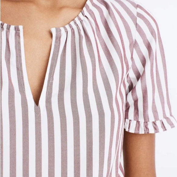 Madewell Pink and White Striped Peplum Blouse - Picture 2 of 15